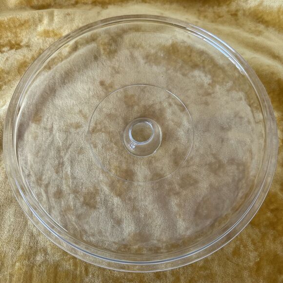 Casserole Clear Glass Replace Lid 9-1/2" OD ~ 9" Inner Ring Round Knob - Picture 3 of 3